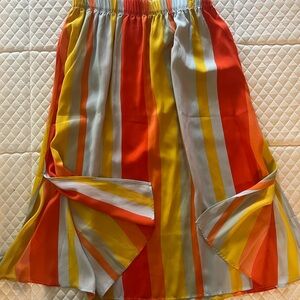 LOFT Vibrant Striped Midi Skirt
